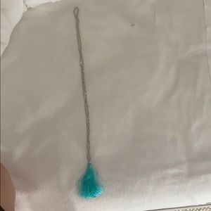 Trendy blue tassel necklace